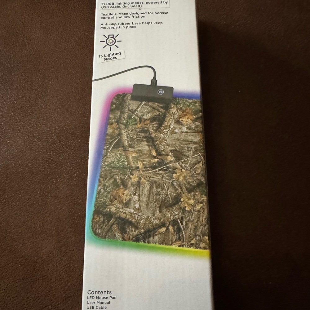 NEW Realtree Gaming Mouse Pad LED Light Modes Anti Slip Base Camo w/ USB Cable